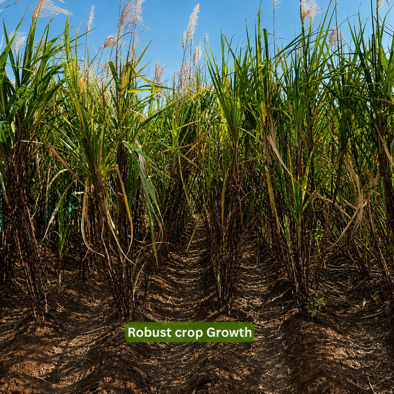 Robust sugarcane crop growth in a BomLife plot