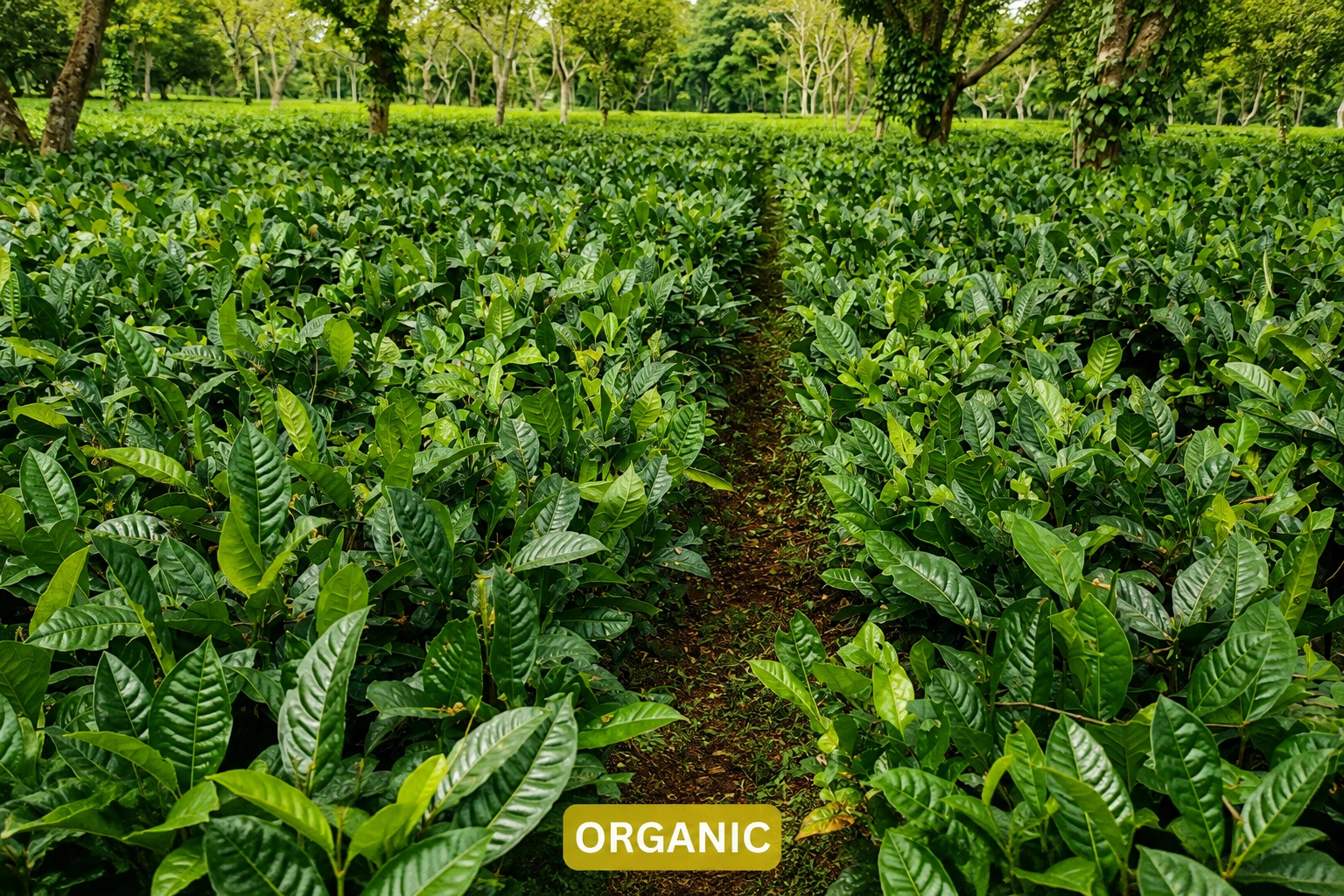 Tea bushes in the organic plot