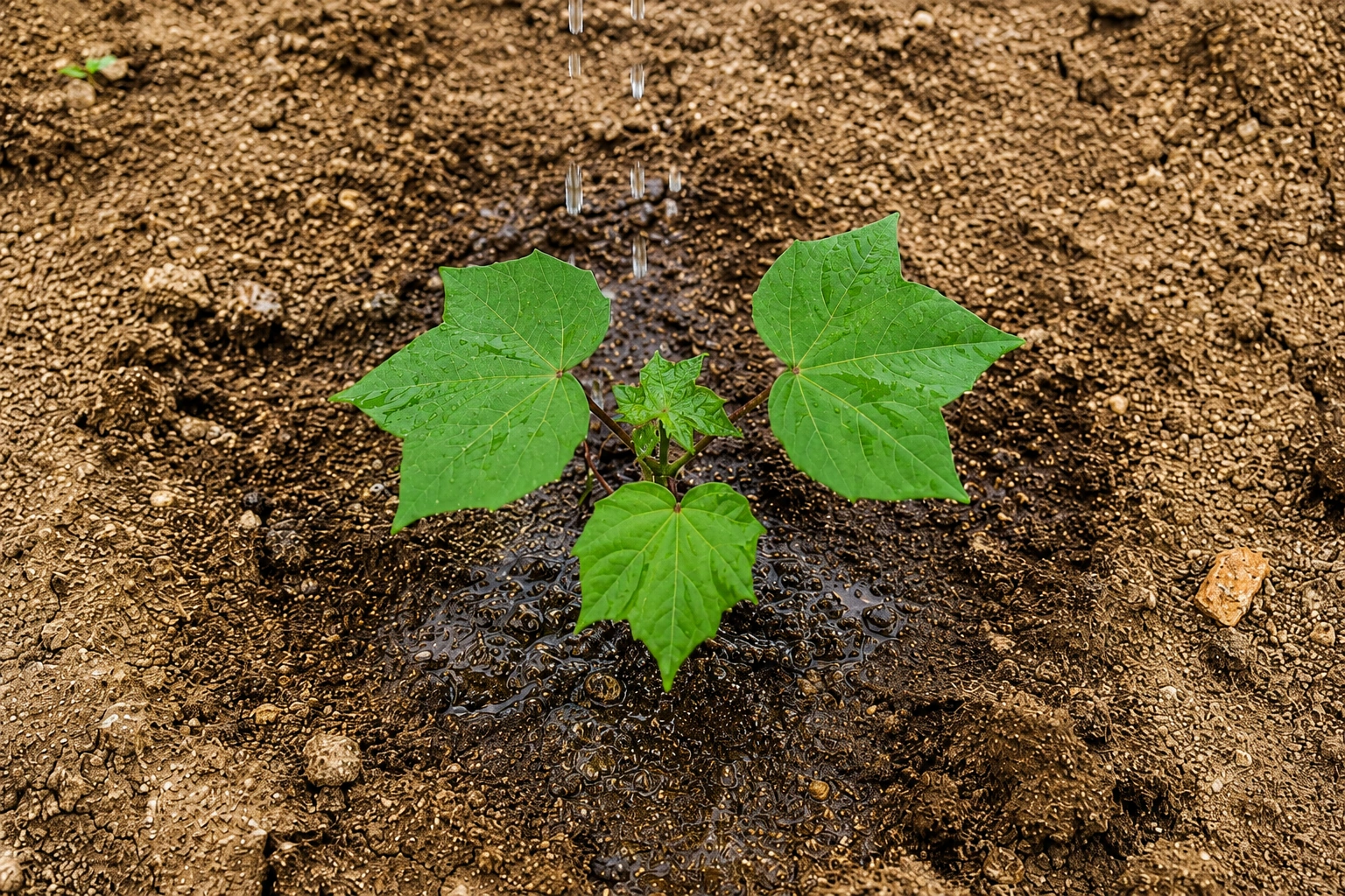 Young cotton seedling raised after BOMLife seed treatment