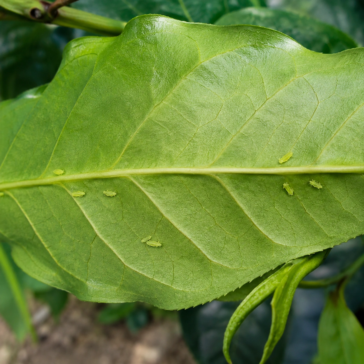 Greenfly on tea foliage