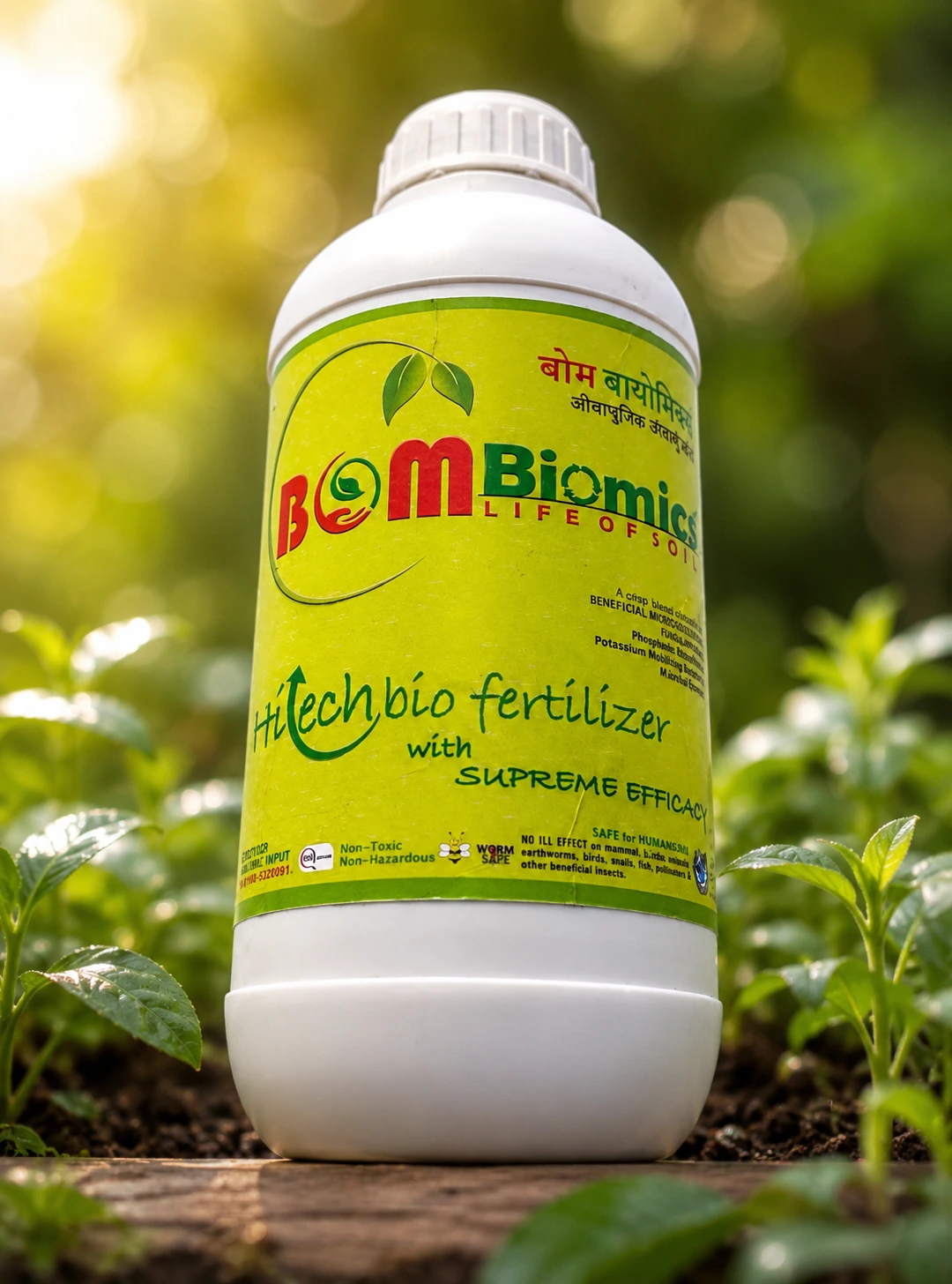 Bom Biomics HiTech bio fertilizer bottle