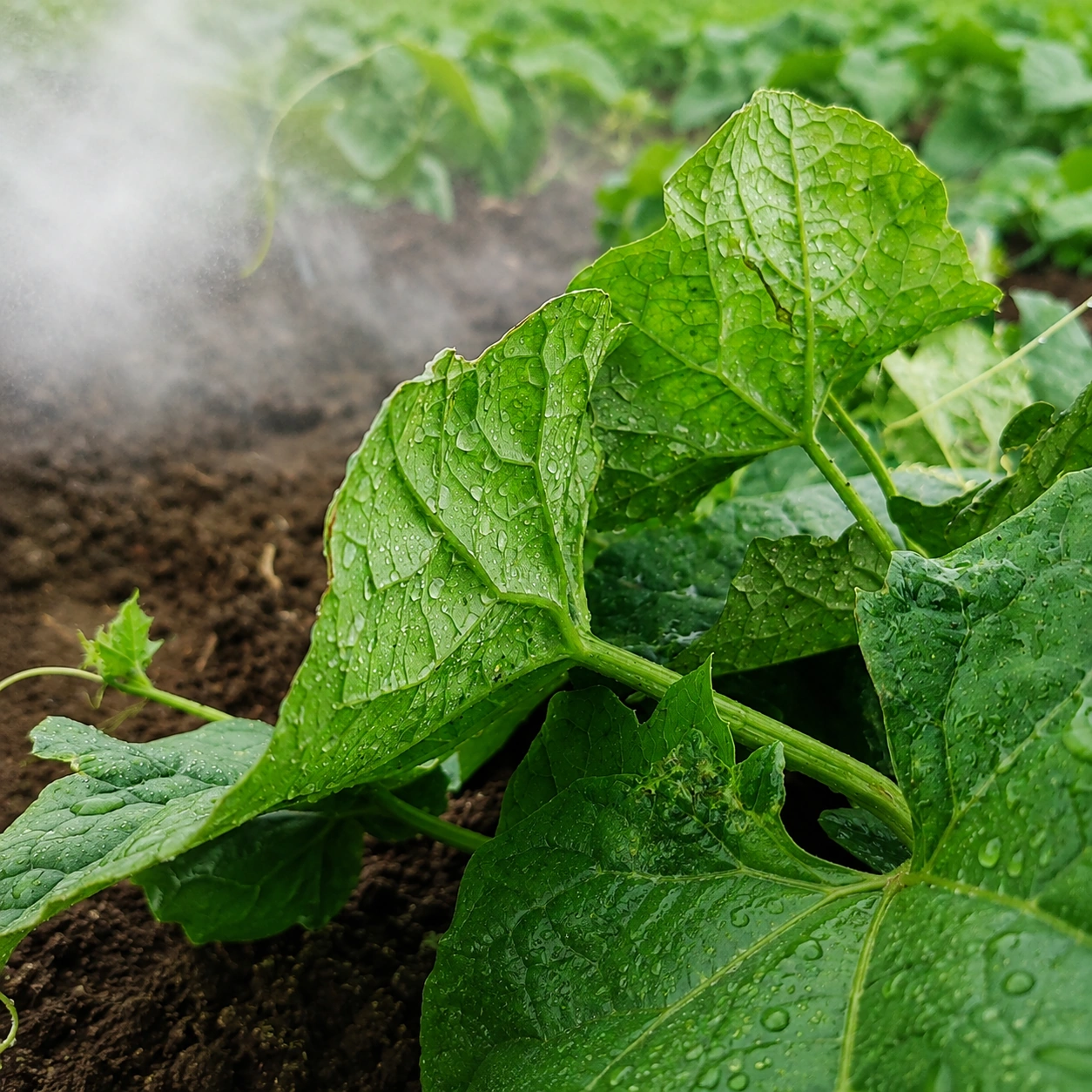 Foliar spray soaking underneath the leaves